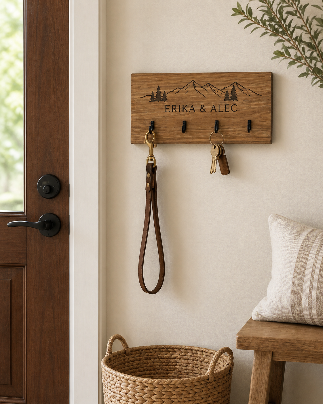 The Mountain Hearth Key Holder | Personalized Rosewood Wall Key Rack