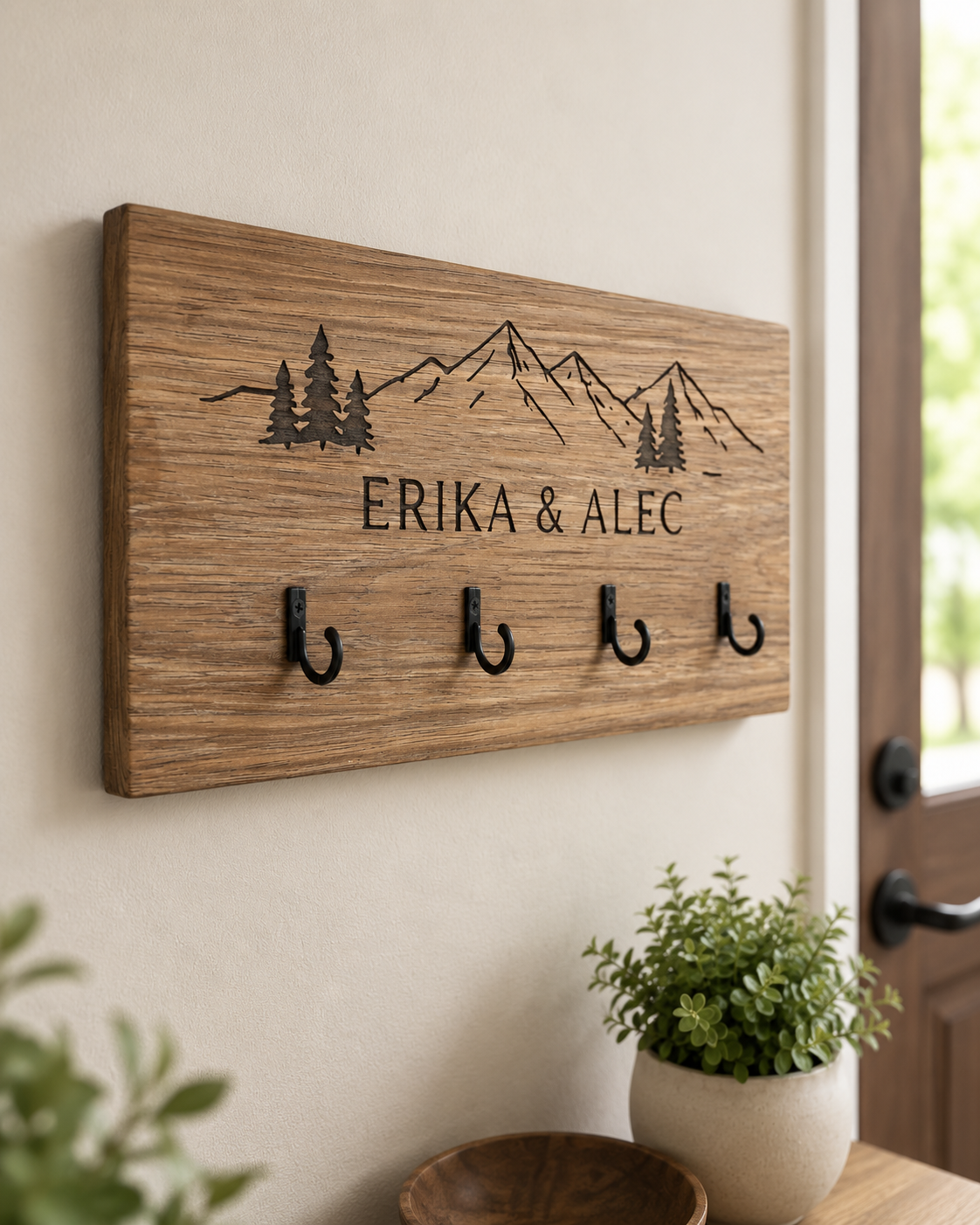 The Mountain Hearth Key Holder | Personalized Rosewood Wall Key Rack